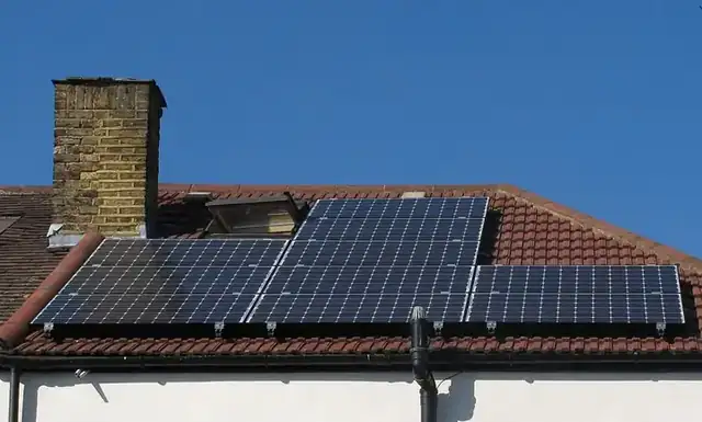 Solar panels on a tiled house roof